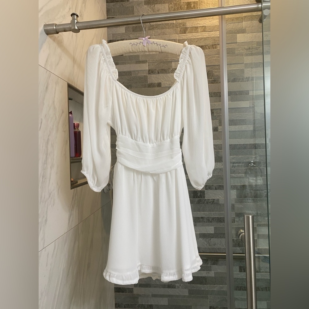 Exlura Square Neck Puff Sleeve Mini Dress